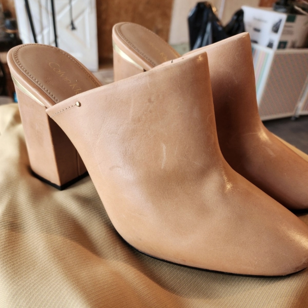 Calvin Klein mules chunky heels